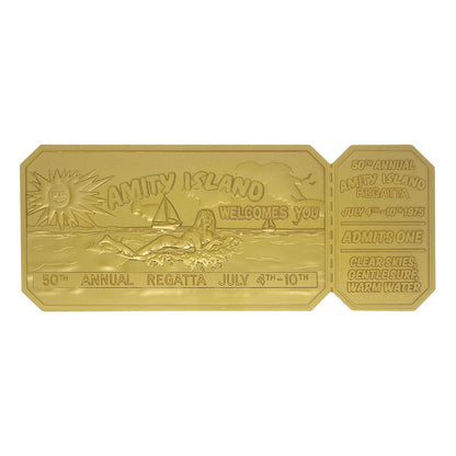 Jaws Replica 1/1 50th Anniversary Regatta Ticket 24k Gold Plated