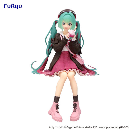 Hatsune Miku Noodle Stopper PVC Statue Autumn Date Pink Color Ver. 14 cm