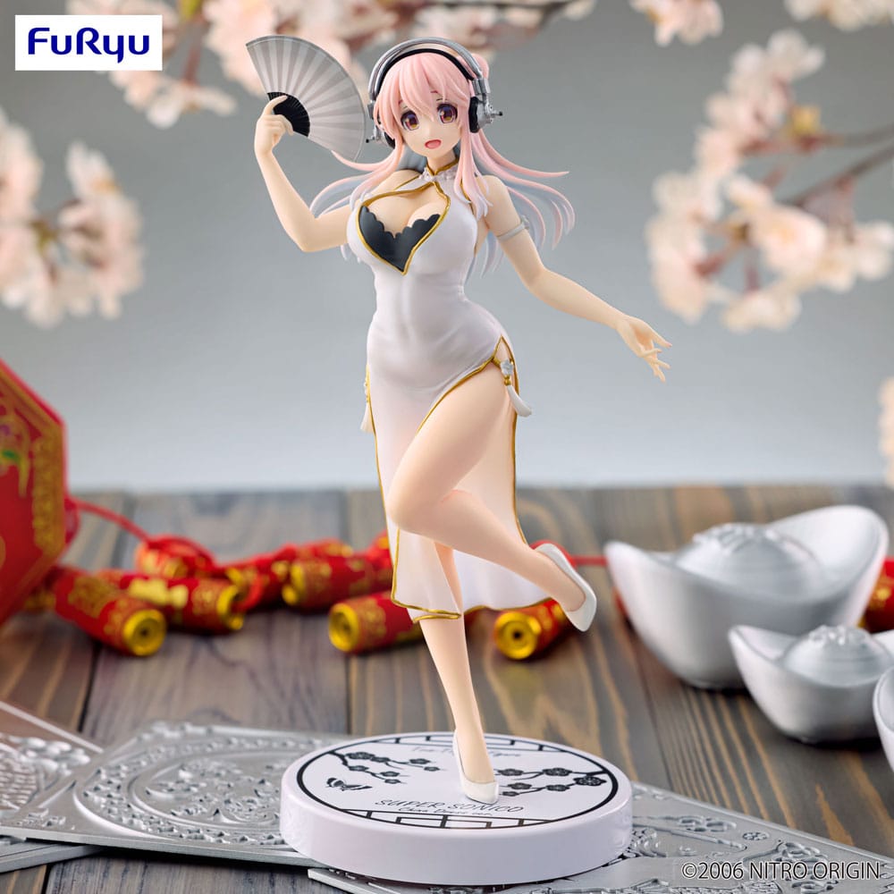 Super Sonico Trio-Try-iT PVC Statue White China Dress Ver. 21 cm Statues