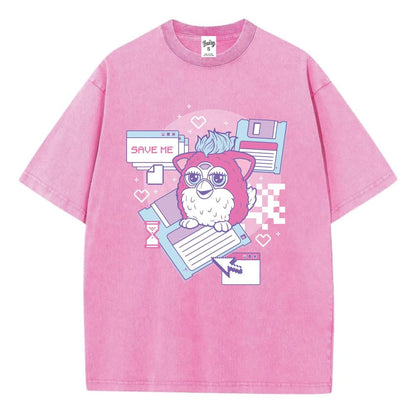 Furby T-Shirt Save Me Snow Washed Size S