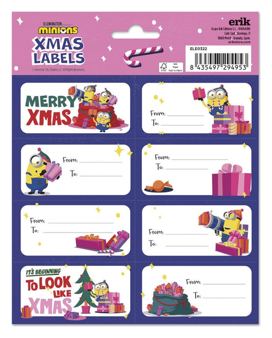 Minions Self-Adhesive Labels Christmas