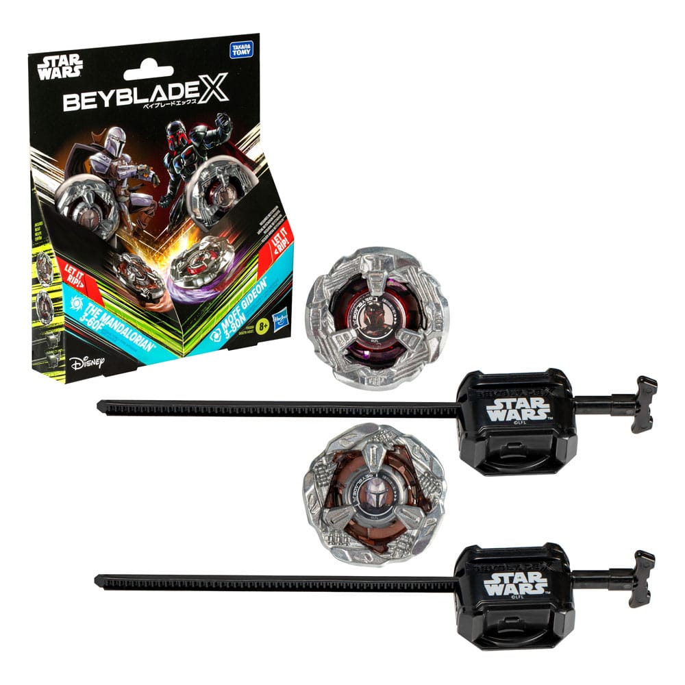 Beyblade X and Star Wars Collab The Mandalorian 3-60F vs. Moff Gideon 3-80N