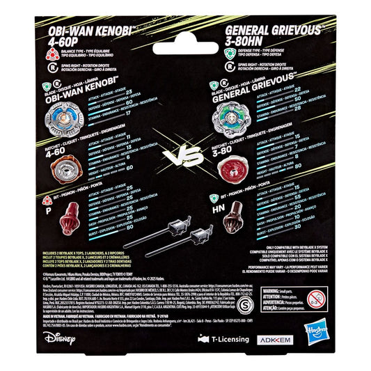 Beyblade X and Star Wars Collab Obi-Wan Kenobi 4-60P vs. General Grievous 3-80HN