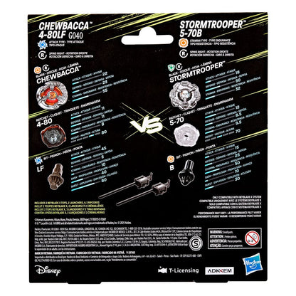 Beyblade X and Star Wars Collab Chewbacca 4-80LF vs. Stormtrooper 5-70B