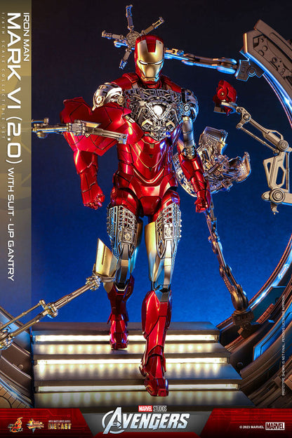 Marvel’s The Avengers Movie Masterpiece Diecast Action Figure 1/6 Iron Man Mark VI (2.0) with Suit-Up Gantry 32 cm