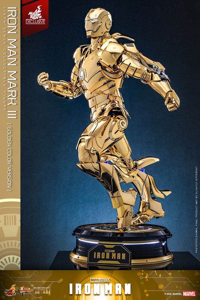 Iron Man Movie Masterpiece Diecast Action Figure 1/6 Iron Man Mark III (Gold Color Version) Hot Toys Exclusive 33 cm