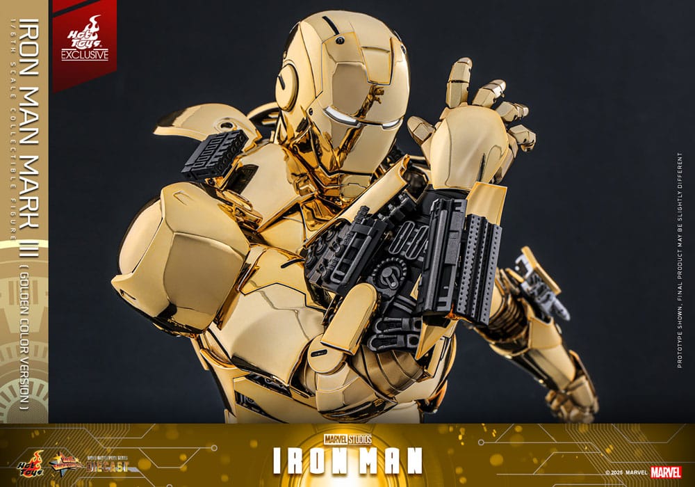 Iron Man Movie Masterpiece Diecast Action Figure 1/6 Iron Man Mark III (Gold Color Version) Hot Toys Exclusive 33 cm