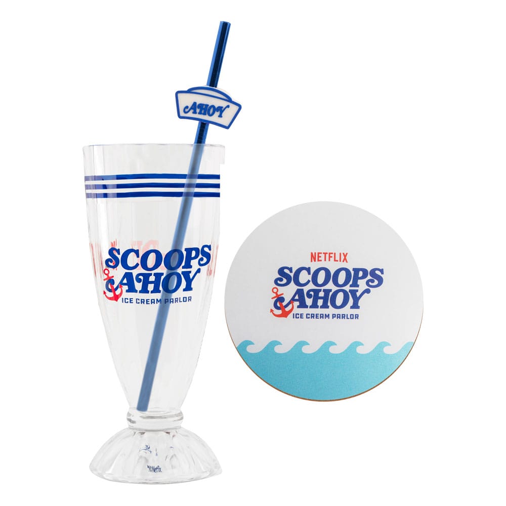 Stranger Things Milkshake Glass Set Scoops Ahoy Glasses & Coasters