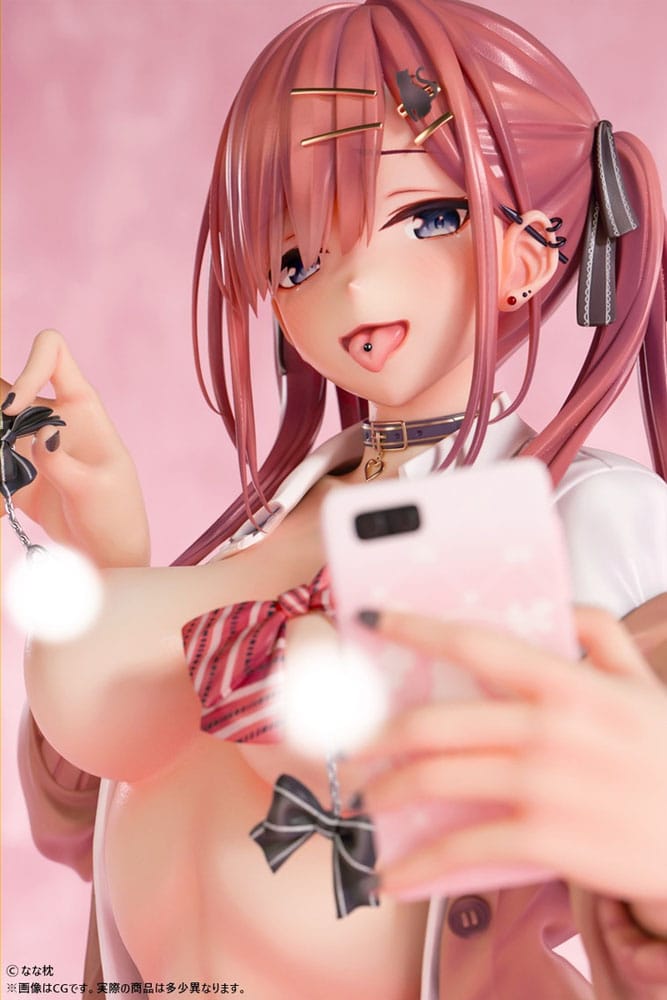 Original Character Statue 1/5 Red-Haired Gyaru-Chan Bare Face Ver. Illustration by Nanamakura 29 cm