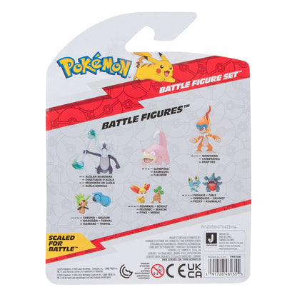 Pokémon Battle Figure Set 3-Pack Pikachu (Female), Litwick, Slowpoke 5 cm
