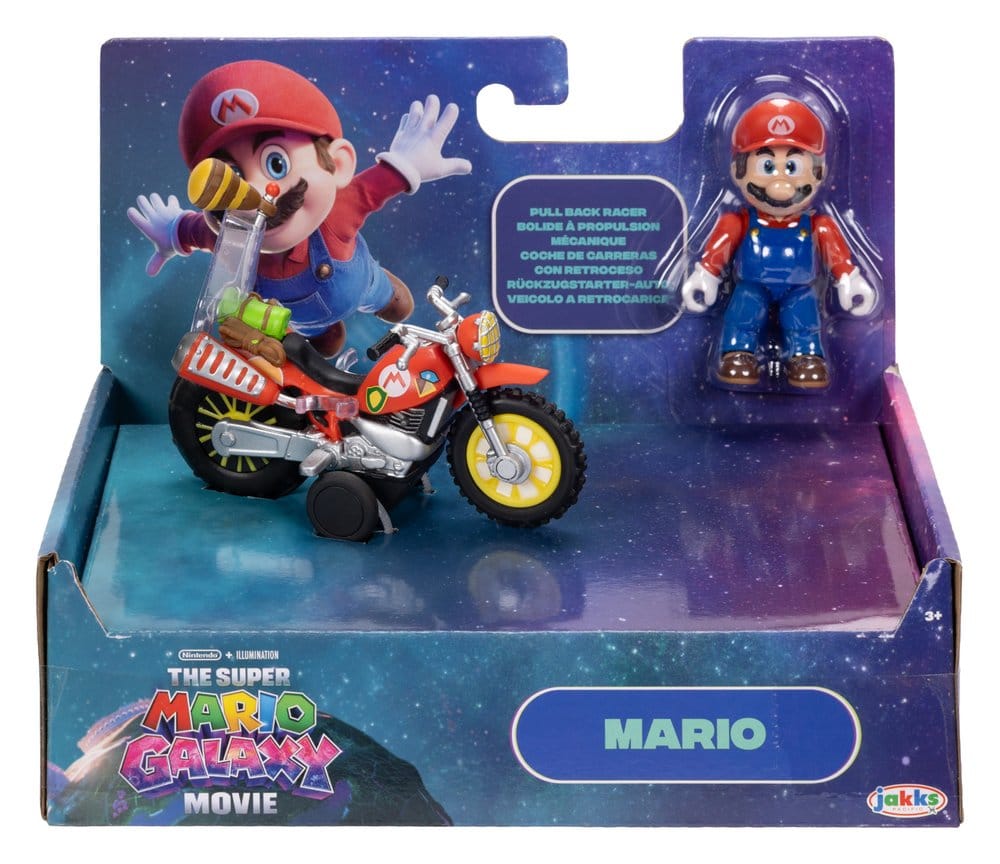 The Super Mario Galaxy Movie Action Figure with Pull Back Motorcycle Mario 6 cm