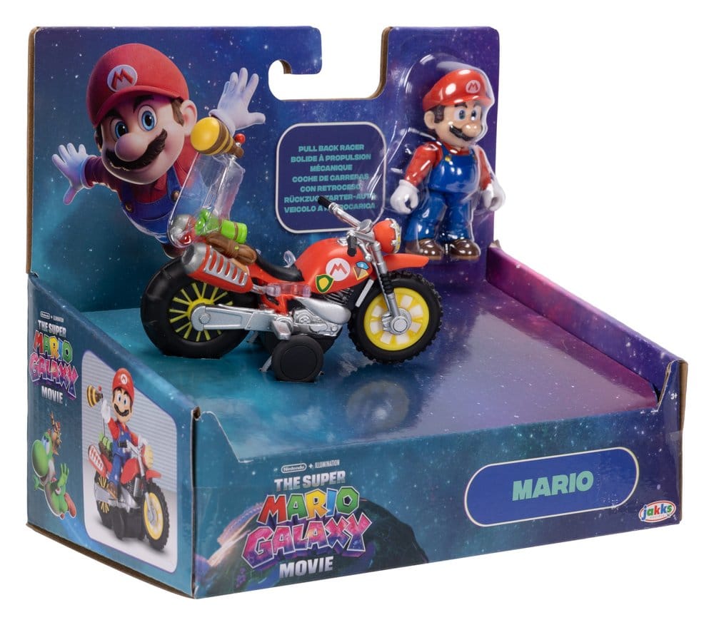 The Super Mario Galaxy Movie Action Figure with Pull Back Motorcycle Mario 6 cm