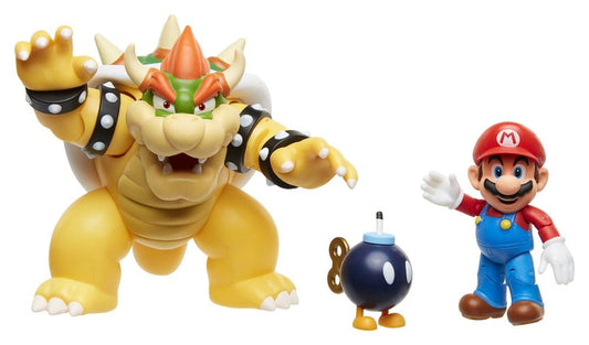 World of Nintendo Action Figure 3-Pack Mario vs. Bowser Lava Battle 6-15 cm