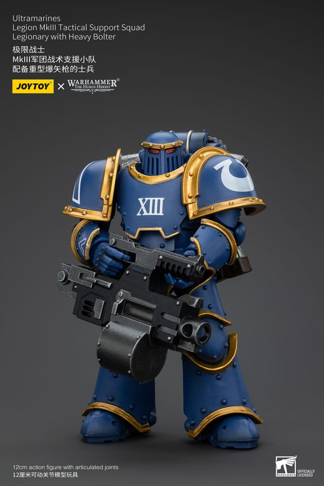 Warhammer The Horus Heresy Action Figure 1/18 Ultramarines Legion MKIII Tactical Support Squad Legionary with Heavy Bolter 12 cm