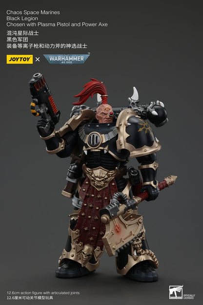Warhammer 40k Action Figure Chaos Space Marines Black Legion Chosen with Plasma Pistol and Power Axe 20 cm