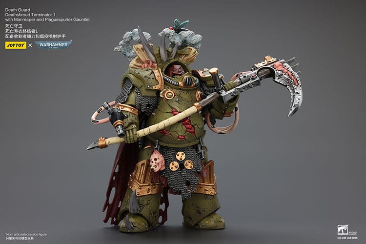 Warhammer 40k Action Figure 1/18 Death Guard Deathshroud Terminator 1 with Manreaper and Plaguespurter Gauntlet 14 cm