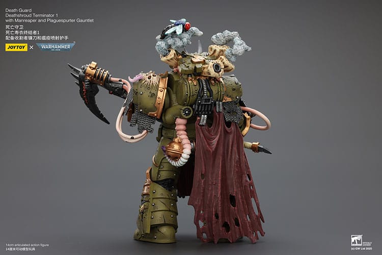 Warhammer 40k Action Figure 1/18 Death Guard Deathshroud Terminator 1 with Manreaper and Plaguespurter Gauntlet 14 cm