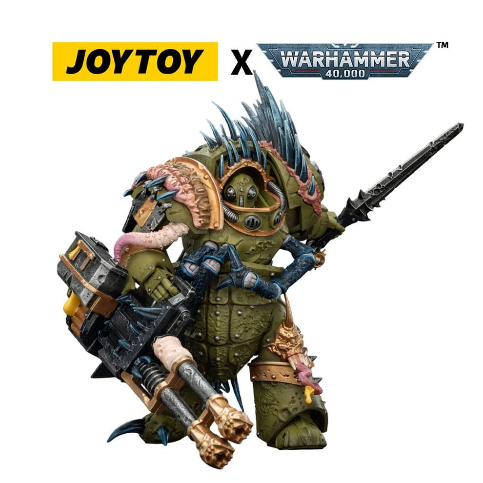 Warhammer 40,000 Action Figure Death Guard Blightlord Terminator 1 with Reaper Autocannon and Bubotic Blades 14 cm