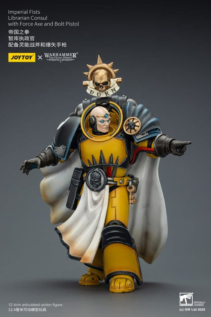 Warhammer Imperial Fists Action Figure Librarian Consulwith Force Axe and Bolt Pistol 12 cm