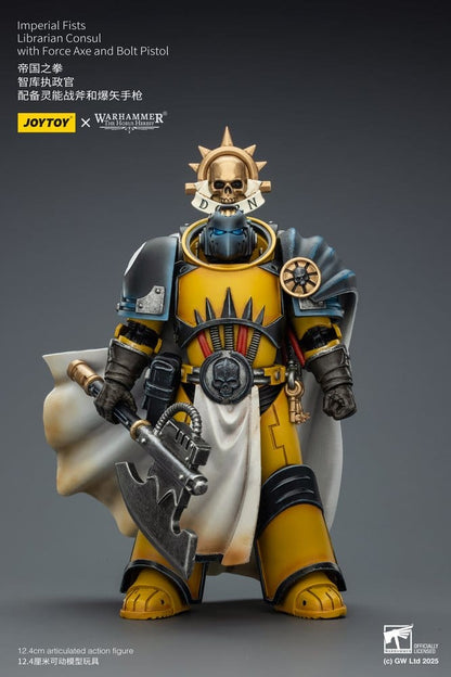 Warhammer Imperial Fists Action Figure Librarian Consulwith Force Axe and Bolt Pistol 12 cm