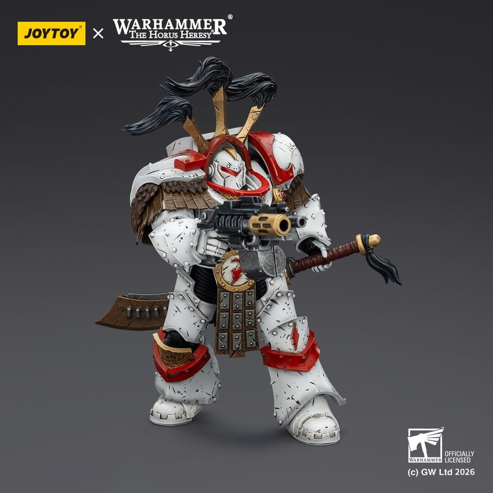 Warhammer 40,000 Action Figure White Scars Legion Praetor in Cataphractii Terminator Armour with Cyber Hawk Chogorian sword and combi-melta 14 cm