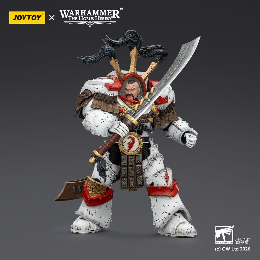 Warhammer 40,000 Action Figure White Scars Legion Praetor in Cataphractii Terminator Armour with Cyber Hawk Chogorian sword and combi-melta 14 cm
