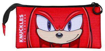 Sonic - The Hedgehog Triple Pencil case SEGA Knuckles Sight Red