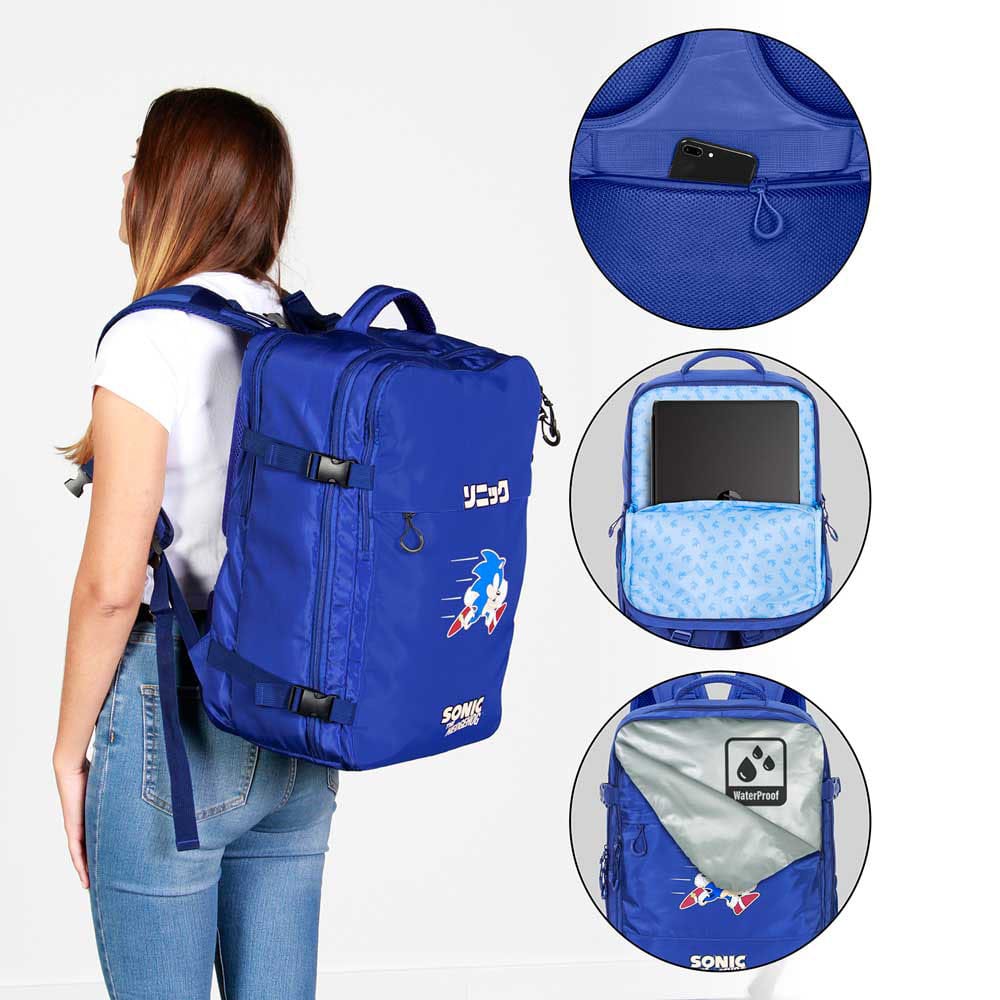Sonic The Hedgehog Mercury Travel Backpack Sega Action Blue Large