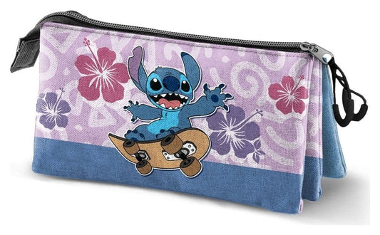 Lilo & Stitch Triple Pencil case Skate Lilac