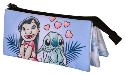 Lilo & Stitch Triple Pencil case Couple Lilac