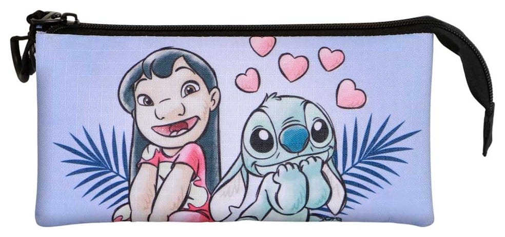 Lilo & Stitch Triple Pencil case Couple Lilac