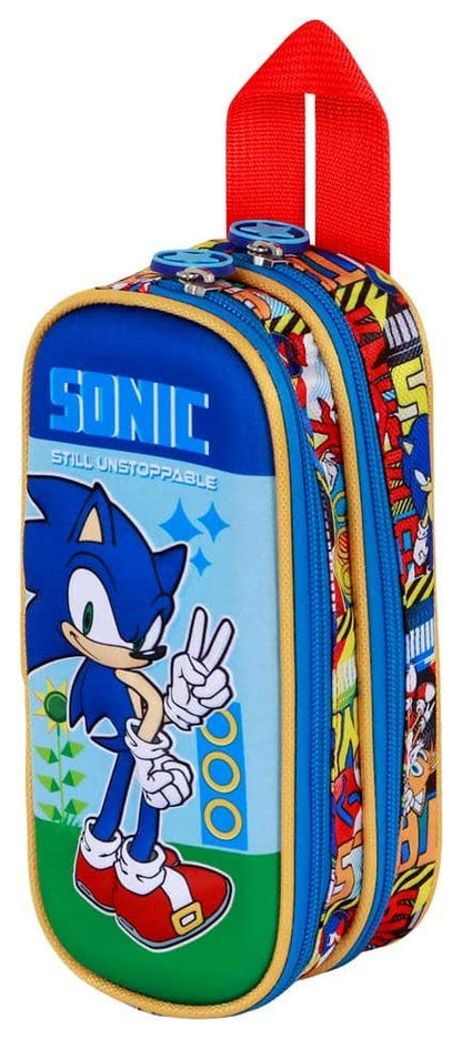 Sonic - The Hedgehog 3D Double Pencil case SEGA Unstoppable Blue