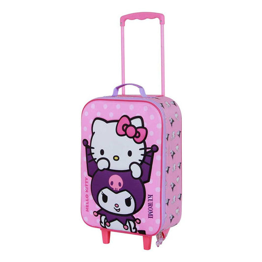 Sanrio Soft 3D Trolley Suitcase Hello Kitty Playful Pink 52 cm