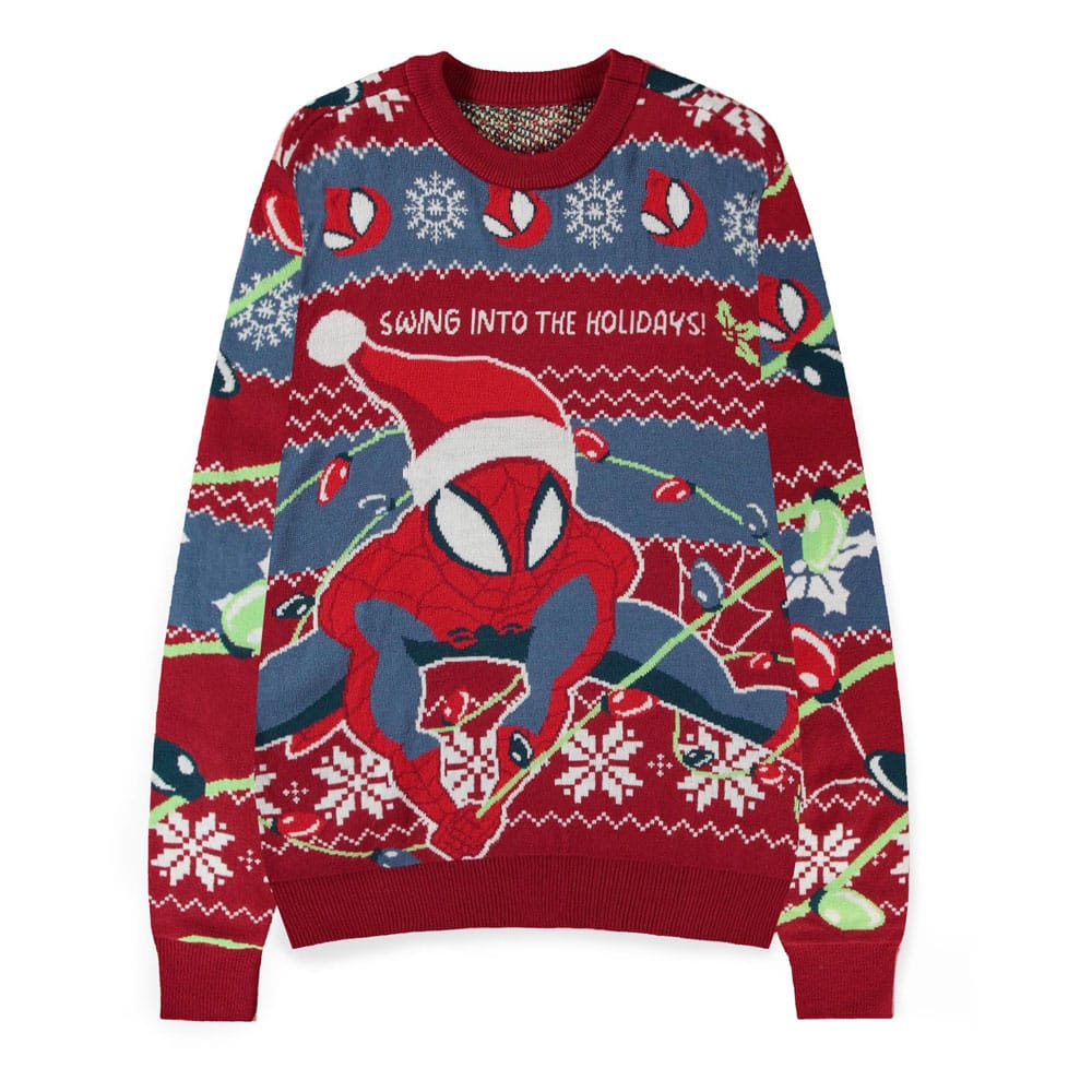 Spider-Man Sweater Swing into the Holidays (Christmas Jumper) Size M Sweaters