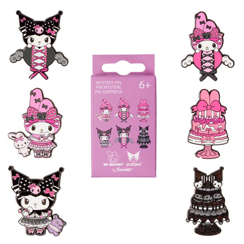 Paramount by Loungefly Enamel Pins Blind Box My Melody and Kuromi Pink and Black Assortment (12) Pins & Brooches,Blind