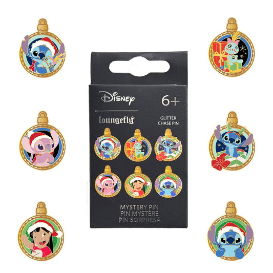 Disney by Loungefly Enamel Pins Blind Box Lilo & Stitch Holiday Ornaments Assortment (12) Pins & Brooches,Blind Boxes