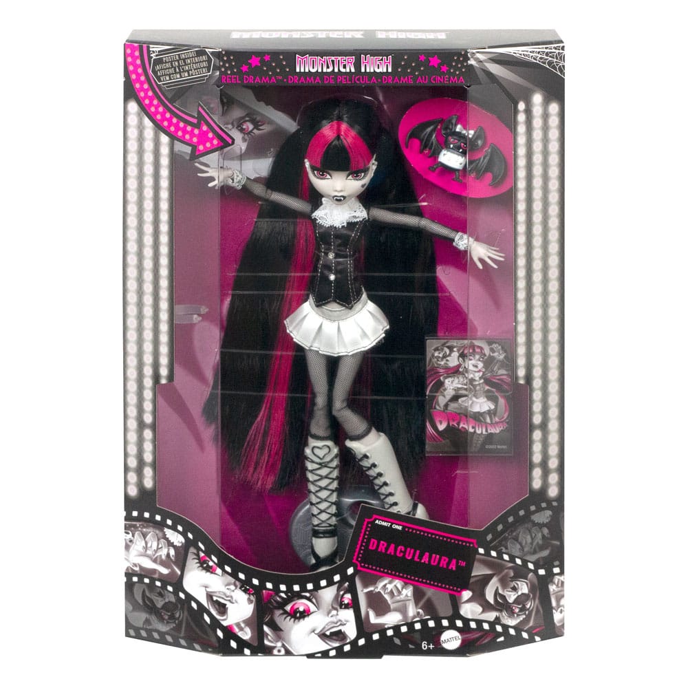 Monster High Reel Drama Doll Draculaura in Black And White