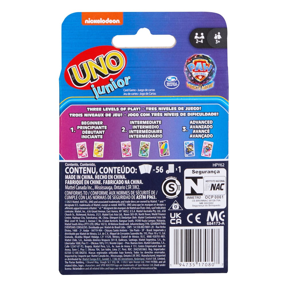 PAW Patrol: The Mighty Movie Card Game UNO Junior Playing cards