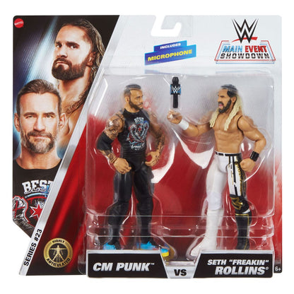 WWE Main Event Showdown Action Figures CM Punk vs Seth "Freakin" Rollins 2-Pack 15 cm