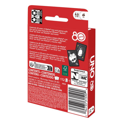 Mattel 80th Anniversary UNO Card Game Ruby Red Card Games