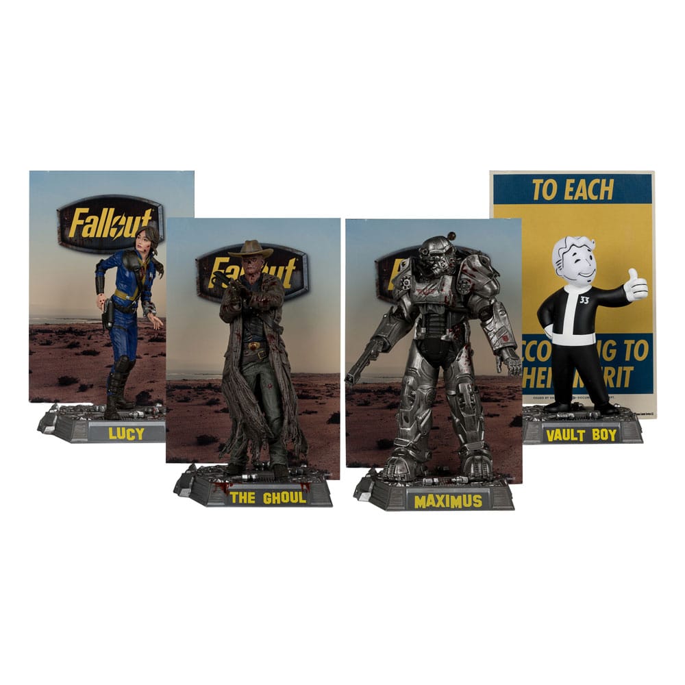 Fallout Movie Maniacs PVC Statue 4-Pack Lucy Maximus The Ghoul & Vault Boy 15 cm Action figures