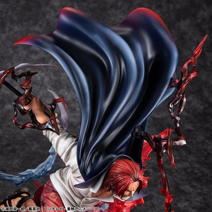 One Piece P.O.P SA-MAXIMUM PVC Statue Leader of Red Hair Pirates Red-Haired Shanks Kamusari 25 cm