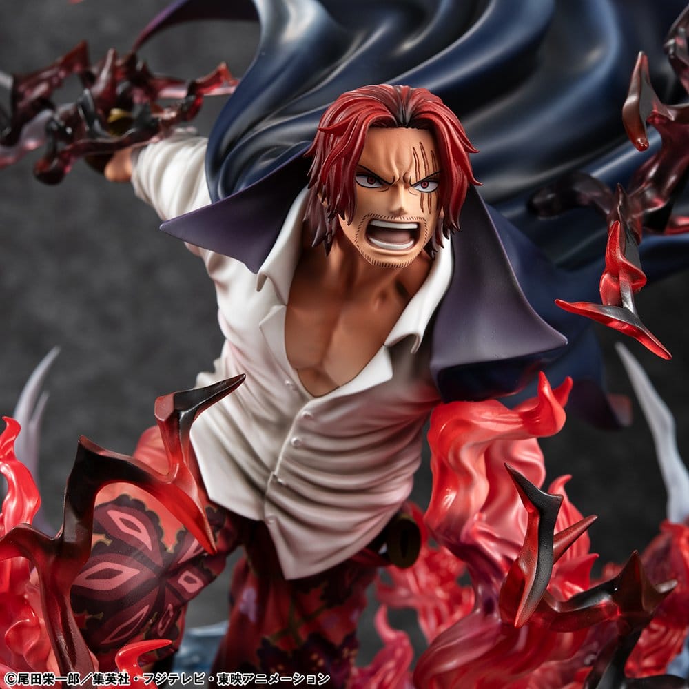One Piece P.O.P SA-MAXIMUM PVC Statue Leader of Red Hair Pirates Red-Haired Shanks Kamusari 25 cm