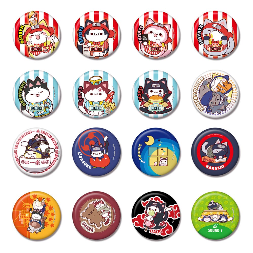 Naruto Mega Cat Project Nyaruto! Enamel Pins 5 cm Assortment (16)