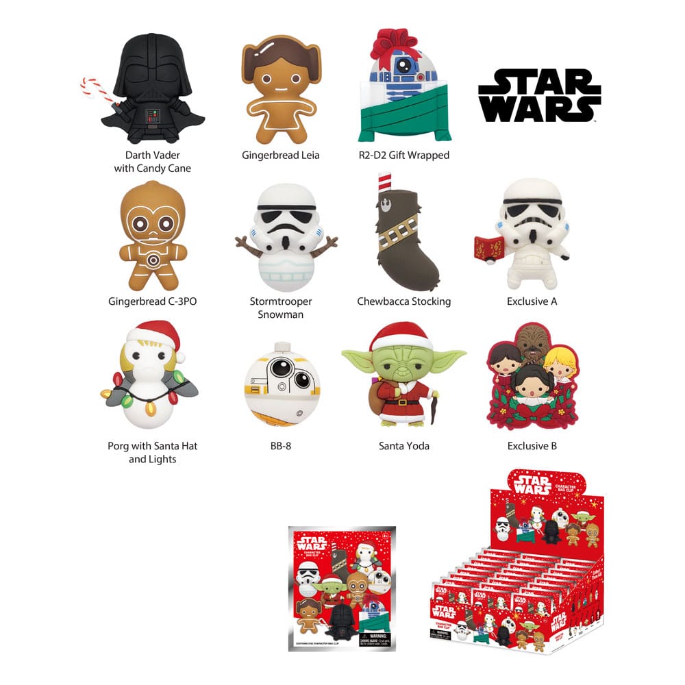Star Wars 3D PVC Bag Clips Star Wars Christmas Series 1 Display (24)