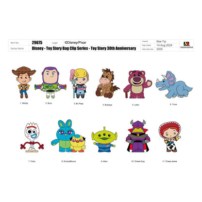 Toy Story 3D PVC Bag Clips 30th Anniversary Series 67 Display (24) Keyrings