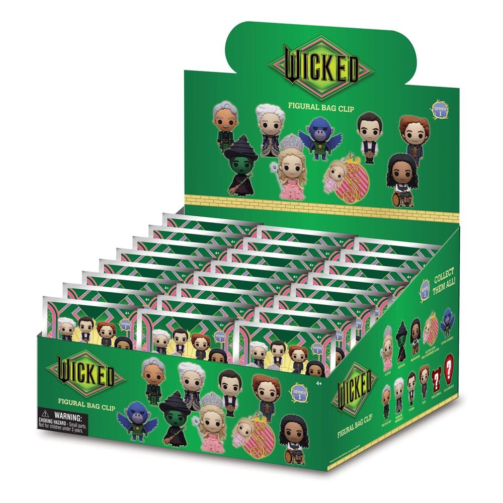 Wicked 3D Foam Bag Clips Series 1 Display (24) Keyrings,Blind Boxes