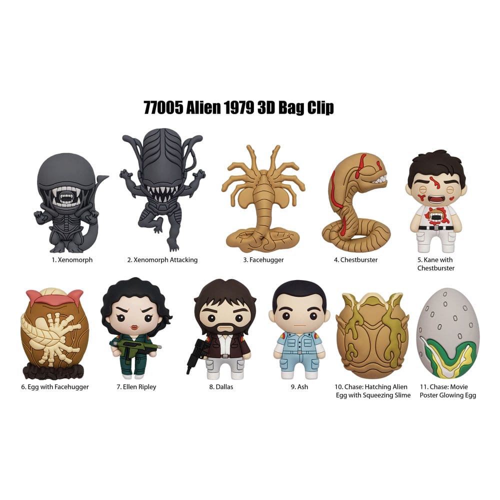 Alien 3D PVC Bag Clips  Series 1 Display (24)