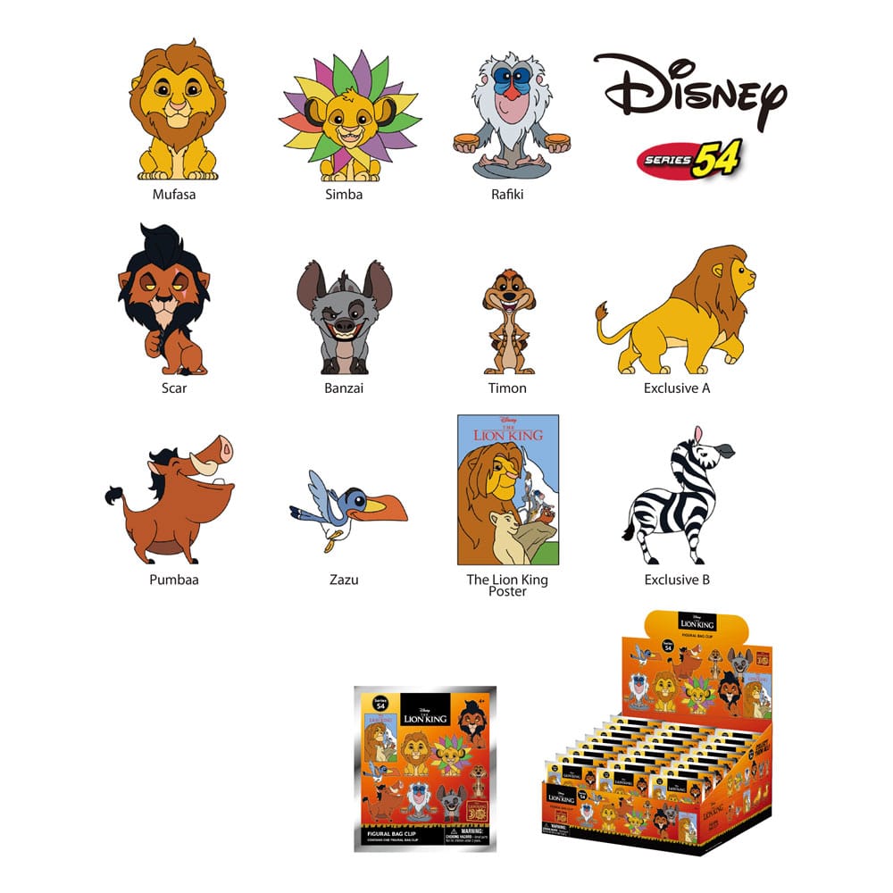 Disney 3D PVC Bag Clips The Lion King 30th Anniversary Display (24) Keyrings