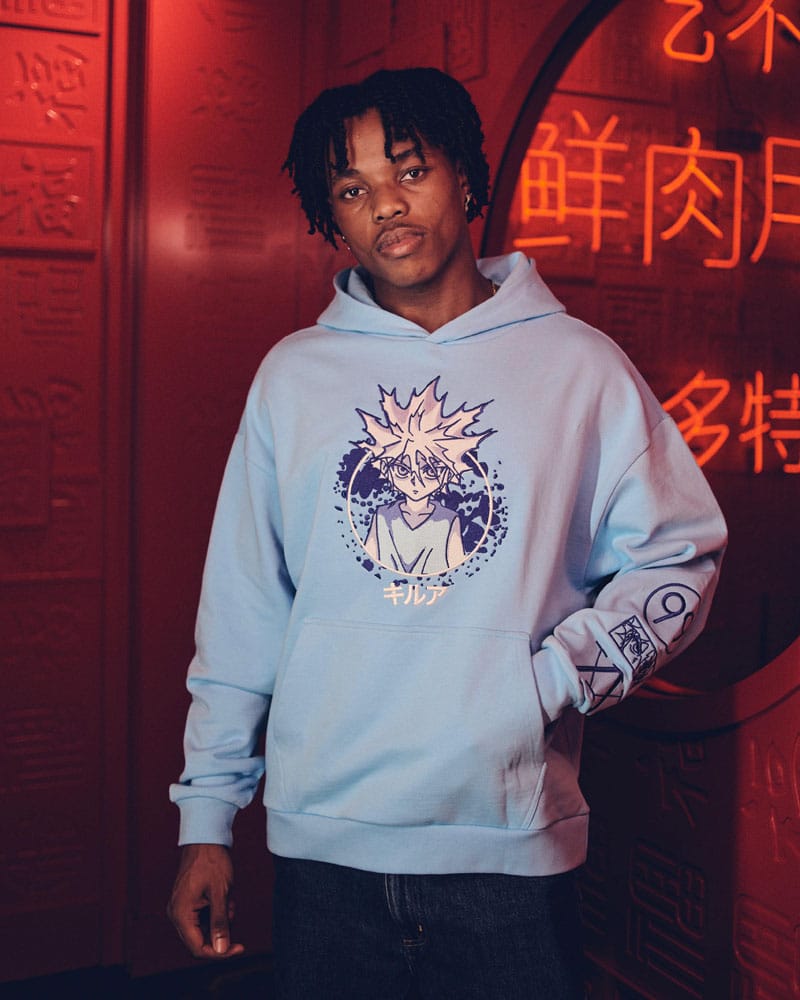 Hunter x Hunter Hooded Sweater Graphic Blue Size XL